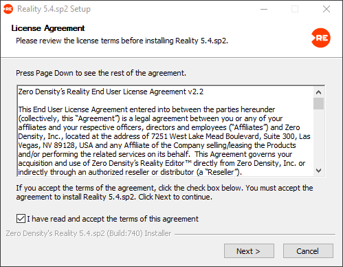 Installing Reality 5.4 SP2 | Zero Density Documentation