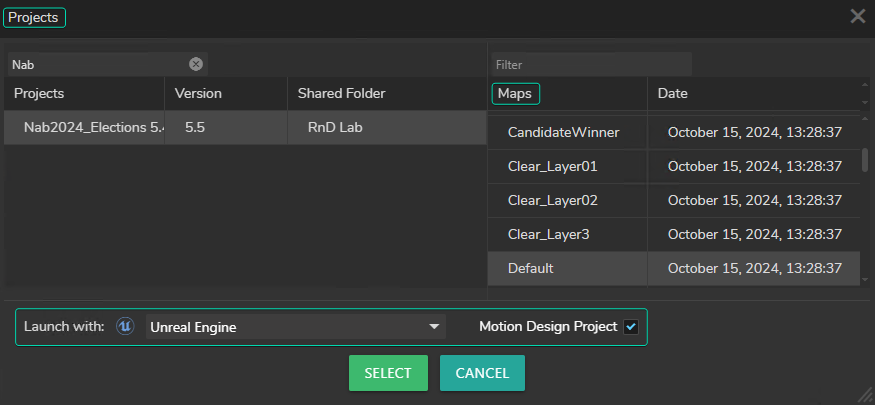 Selecting Project | Zero Density Documentation