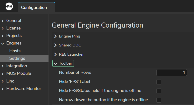 Engine Toolbar
